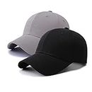 PFFY 2 Packs Baseball Cap Golf Dad Hat for Men and Women, Grey+black, One Size