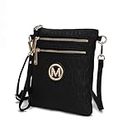 MKF Crossbody Bags for Women, Wristlet Strap – PU Leather Shoulder Handbag – Small Crossover Messenger Purse, Black