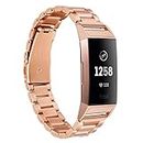 Chofit Metal Straps Compatible with Fitbit Charge 3/Charge 4 Strap, Replacement Bands Stainless Steel Wristband for Charge 4/Charge 3/ Charge 3 Special Edition Smart Watch Accessory (Rose gold)