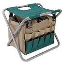 Cikonielf Multifunction Portable Folding Garden Stool Chair With Tool Bag for Outdoor Camping Supplies Home Gardening Works Garden Tool Folding Chair