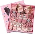 T Tersely 18PCS Baby Girl's Hair Clips Cute Hair Bows Baby Elastic Hair Ties Hair Accessories Ponytail Holder Hairpins Set For Baby Girls Teens Toddlers, Assorted styles (18 Piece Set, Rose Pink)