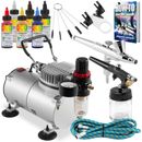 Cake Airbrush Decorating Kit - 2 Airbrushes, Compressor, and 6 Chefmaster Colors