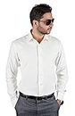 AZAR MAN Tailored Slim Fit Men's Unique Color Dress Shirt Spread Collar (Medium 15, Ivory Off White)