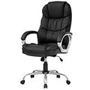 FDW Office Chair Computer High Back Adjustable Ergonomic Desk Chair Executive PU Leather Swivel Task Chair with Armrests Lumbar Support (Black)