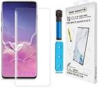 Crixus® Tempered Glass for Samsung Galaxy S10 Plus Fully curved edge to edge UV screen protector (One Minute Quick Fix paste)
