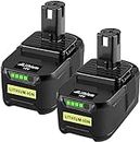 2X 18V 5.5Ah Replacement Battery for Ryobi One+ Battery Compatible for Ryobi RB18L50 P108 RB18L25 RB18L40 RB18L15 RB18L13 P102 P103 P104 P105 P106 P107