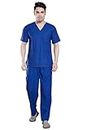 adhyah TrendyUniform Lycra Men's scrub Suits With Inseam Top Pocket,Pant With Zip Pocket Stretchable Scrubs Comfort Fit Uniform for Doctors, Nurses and Dentists (M)