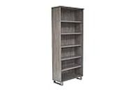 Unique Furniture Zelma Grey 5-Shelf Bookcase with Adjustable Shelves, Metal Legs Modern Shelving Unit Tall Book Shelf for Living Room, Bedroom, Home Office (32-in W x 72-in H x 13-in D)