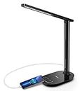 LASTAR LED Desk Lamp, Dimmable Eye-Protecting Table Lamps with Night Light, USB Charging Port, 4 Color Temperature Modes, 5 Brightness Levels, 1H Timer for Home Office Bedroom (Plug Included)