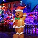 Decfine 5 Feet Christmas Inflatable Gingerbread Man Holds Candy Cane Lighted Blow Up Christmas Yard Decoration with Built in Fan and Anchor Ropes (Gingerbread Man)