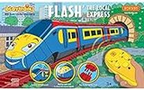 HORNBY Playtrains Flash The Local Express Remote Control Battery Operated Train Set R9332, Blue Red & Yellow