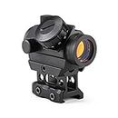 Pinty 1x25mm Tactical Red Dot Sight 3-4 MOA Compact Red Dot Scope 1” Riser Mount for Cowitness with Iron Sights Waterproof and Shockproof Scratch Resistant Amber Lens