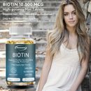 Biotin Capsules 10,000mcg - Hair Growth Supplements, Healthy Skin and Nails