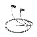 amazon basics in-Ear Wired Earphones with in-Line Mic, 10 mm Dual Drivers, Powerful Bass, Noise Isolation, 3.5 mm Audio Jack (Black, WE03)
