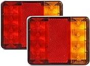 EZONEDEAL 2PCs 12V Trailer Tail Lights,Tail Brake Turn Stop Licence Back up Lights,Square LED Trailer Light for Truck Trailer light ATVs, SUVs, UTEs, pick-ups, tractors, buses, cars, boats, caravans