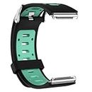 Watch Band Compatible for Fitbit BlazeSmart Watch, Soft Accessory Sport Band Replcement Buckle Wristband Strap for Fitbit Blaze Fitness Activity Tracker, Small Large Women Men (Black & Teal)