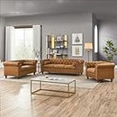 Air Leather Sofa Couch Set of 3, 3-Piece Living Room Set, Including 3-Seater Sofa, Loveseat and Armchair