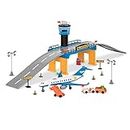 Driven by Battat WH1229Z Airport 32pc Toy Set with Aeroplane That Lights up, Runway, Baggage Cart, Traffic Signs, and Road Accessories – Playsets for Kids Age 3+