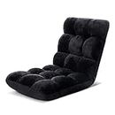 Artiss Sofa Bed, Single Adjustable Futon Couch Cushions Floor Cushion Lounge Recliner Chair Lounger Office Outdoor Indoor Living Room Bedroom Furniture, Removable Foldable Soft Black