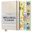 Life & Apples Wellness Planner - Food Journal and Fitness Diary with Daily Gratitude and Meal Planner for Healthy Living and Self-Care - Track Weight Loss Diet and Health Goals - Undated, Gold Pearl
