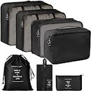PETRICE Travel Organizer 7 Set Travel Organizer Bag 3 Packing Cubes + 3 Pouches + 1 Toiletry Organizer Bag, (Black, Nylon)