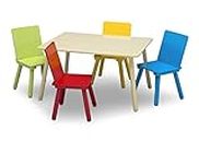 Delta Children Kids Table and Chair Set (4 Chairs Included), Natural/Primary