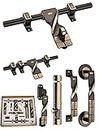 Chitra Taojin Series Brass Heavy Single Door Fitting Accessories Full Set/Kit (1 Aldrop, 1 Latch, 2 Handles, 1 Tower Bolt and 1 Door Stopper) (10 Inch, Two Tone Antique Brass)