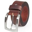 Lindenmann Mens leather belt/Mens belt, full grain leather belt XXL,buffalo leather, dark brown, Farbe/Color:marrone, Size:140