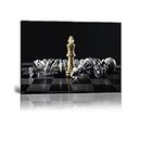 Pankila Chess Wall Art Abstract Canvas Wall Decor Black and Gold King Queen Wall Pictures Painting Modern Minimalism Artwork for Home Living Room Bedroom Office Game Hall (18 x 24 inch)