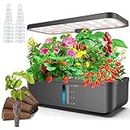 Devenirriche 12 Pods Hydroponics Growing System, Automatic Timer Herb Garden with 139Pcs LED Grow Lights, 4L Water Tank, Height Adjustable Indoor Garden Plants Germination Kit for Home Kitchen