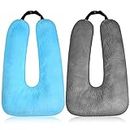 Barydat 2 Pcs Car Travel Pillow for The Back Seat 28 x 18 in Sleeping Reading Pillows for Long Distance Travel Car Pillow for Kids Adults Head and Body Support U Shaped Pillows for Travel, Grey, Blue
