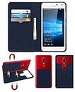 ACM Magic Magnetic 2 in 1 Leather Flip Case/Back Cover Compatible with Microsoft Lumia 650 Mobile Flap Navy Blue