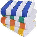 AYUS Quick Dry Ultra Soft Pure Cotton 400 GSM Cabana/Terry Towel/Bath Towel Beach Towel/Shower/Gym Towel Sports Towel Swimming Pool Towel Multicolor (28X 55 Inches, Set of 4)