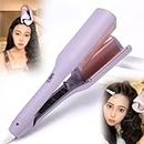 Romantic French Egg Curling Iron, Egg-Roll Hairstyle Water Ripple V-Shaped, Hair Curler Crimper Styling Tools Appliances with Multifunctions, Fast Heating, Adjustable Temperature (Purple)