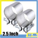 2x 2.5 Inch Butt Joint Exhaust Band Clamp Sleeve Stainless Steel exhaust clamp O