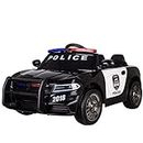 12v Kids Electric Ride on Police Car with Siren Flashing Lights and Parental Remote Control