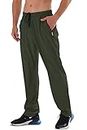 AIRIKE Men's Elastic Waist Hiking Pants Water Resistant Quick-Dry Lightweight Outdoor Sweatpants with Zipper Pockets ArmyGreen