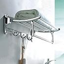 Plantex Stainless Steel Folding Towel Rack for Bathroom/Towel Stand/Hanger/Bathroom Accessories(24 Inch-Chrome)
