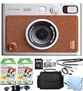 Fujifilm Instax Mini EVO Brown Hybrid Instant Film Camera Bundle with 40 Instant Film Sheets + 32GB microSD Memory Card + Small Padded Case + SD Card Reader + Model Electronics Cloth