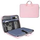 15.6 Inch Laptop Sleeve Briefcase for Women Ladies Bag with Accessories Organizer for Lenovo Ideapad 3 15.6, HP Envy/Victus 15.6, Dell Inspiron 15, Acer Aspire/Nitro 15, ASUS MSI Macbook 15 Case, Pink