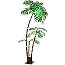 Lighted Palm Tree 6' 3.3' 2' Tiki Bar Outdoor Christmas Decorations Decor, Light Up LED Artificial Fake Trees Lights for Outside Patio Yard Tropical Party Pool