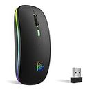 TQQ Wireless Mouse, 2.4 GHz USB Wireless Mouse, Bluetooth Mouse, 1600 DPI Optical Tracking, Rechargeable LED Dual Mode Mouse for Laptop, PC, iOS, Android, iPad, Windows