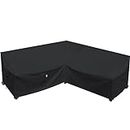 Flexiyard Heavy Duty Patio Furniture Covers, 100% Waterproof 600D Outdoor Sectional Sofa Cover, Lawn Patio Couch Cover (Midnight Black, V-Shaped-85 x 85")