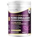 Collagen Powder 500g - Premium Gold Standard Bovine- 50 Servings - Collagen Peptides Supplement with 8 Essential Amino Acids - Made in The UK by Nutravita
