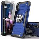 IDYStar Galaxy A10E Case with Tempered Glass Screen Protector, Galaxy A10E Case,Hybrid Drop Test Cover with Car Mount Kickstand Slim Fit Protective Phone Case for Samsung Galaxy A10E, Blue