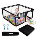 JUSONEY Baby Playpen, Baby Playpen with Mat, 50”×50” Baby Playarfor Toddler with Zipper Door, Indoor & Outdoor Playard for Kids Activity Center with Anti-Slip Base, Sturdy Safety, Breathable Mesh