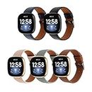 Compatible with Fitbit Versa 4 band＆Versa 3 band, Soft Adjustable Leisure Leather Band For Versa 4/Versa 3 Replacement Wristband Women Men (Brown)