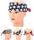 Ericotry 3PCS American Flag Stars Stripes Head Scarf Headbands Turban Twisted Head Wrap Fashion Workout Hairdressing Accessories Party Face Covering Headwear Mens Womens