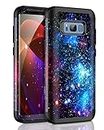 Miqala for Galaxy S8 Case,Shiny in The Dark Three Layer Heavy Duty Shockproof Hard Plastic Bumper +Soft Silicone Rubber Protective Case for Samsung Galaxy S8,Blue Sky
