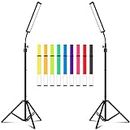 Led Video Lighting Kit with Wand Stick - Photography Studio Light,Adjustable Tripod Stand, Vallkay 9 Color Filters 5600K Dimmable Portable Led Light Stand for Live Streaming/Portrait Photo/Vlog